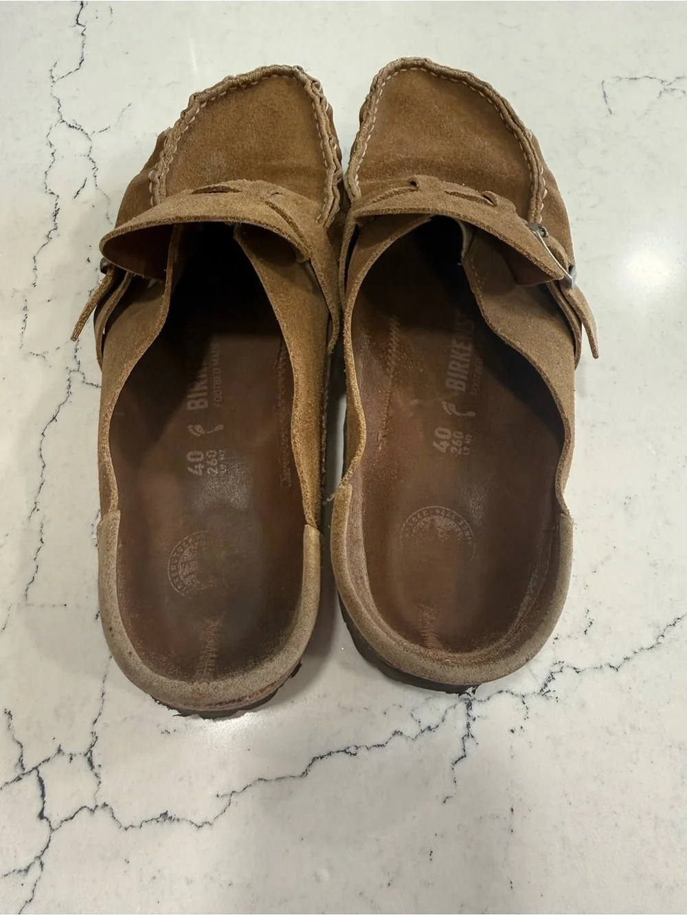 Birkenstock Brown Suede Buckle Slip-On Loafers Moccasins Women 8.5 Men 7